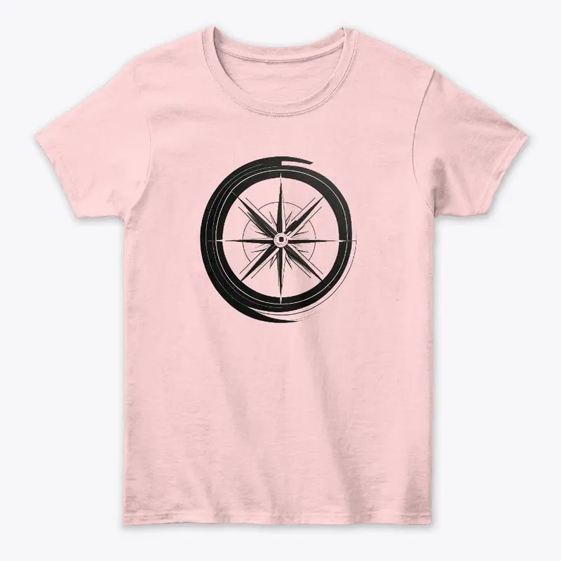 A black and white compass design